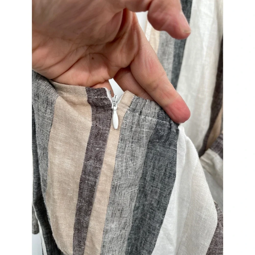Current Air Striped Halter Neck Wide Leg Jumpsuit Women's Small Tan‎ Brown White - Picture 7 of 12
